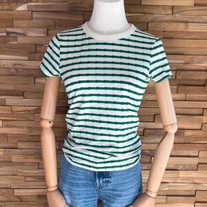 Nation LTD | Laurence Shrunken Vintage Tee | Green Stripe | XS